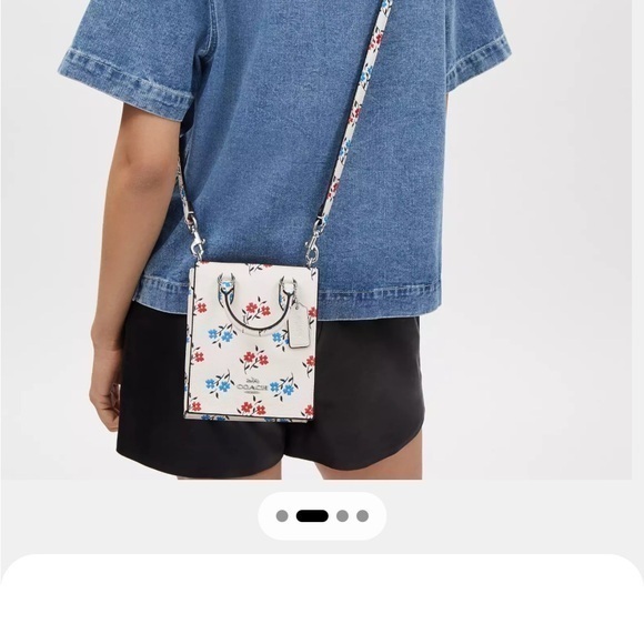 Coach Floral Mini Bag - White With Red And Blue
